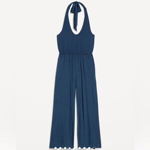 Navy Blue Halter Jumpsuit